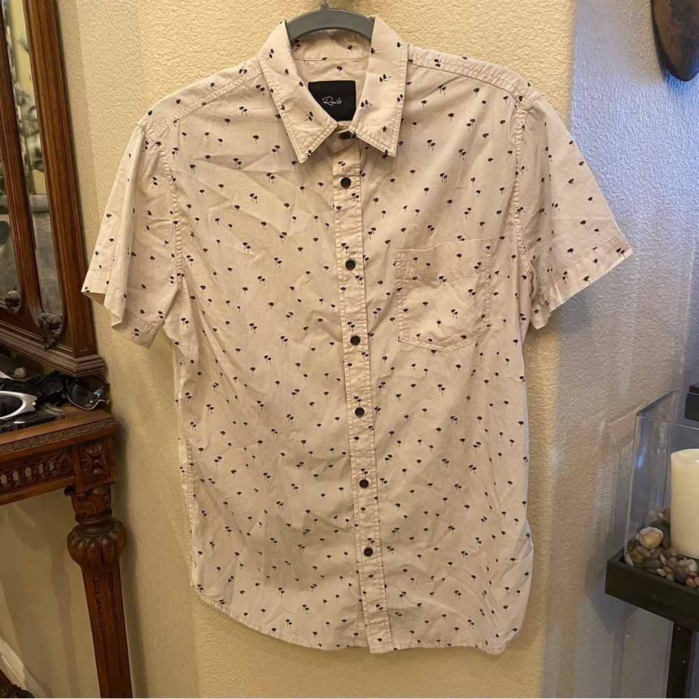 RAILS Men Cream Floral Button Short Sleeve Top Size Small